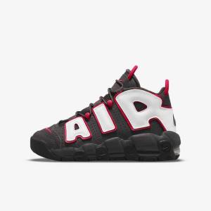 Nike Air More Uptempo Older Sneakers Kinderen Grijs Zwart Rood Wit | NK914NGD