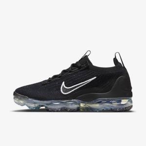 Nike Air VaporMax 2021 FK Sneakers Dames Zwart Metal Zilver Wit | NK604JVA