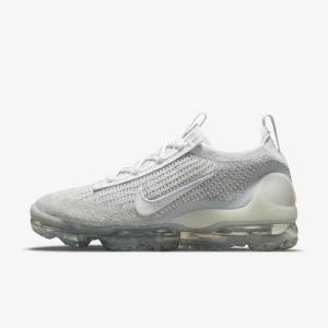 Nike Air VaporMax 2021 FK Sneakers Dames Wit Platina Metal Zilver Wit | NK642OZL