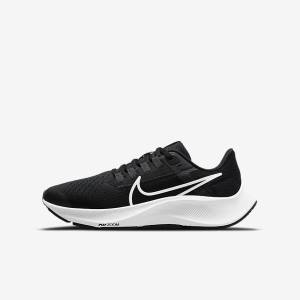 Nike Air Zoom Pegasus 38 Older Weg Hardloopschoenen Kinderen Zwart Donkergrijs Wit | NK240XSI