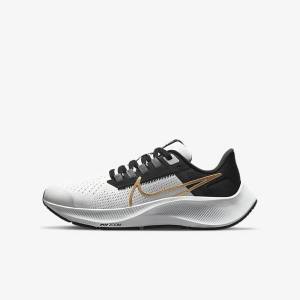 Nike Air Zoom Pegasus 38 Older Weg Hardloopschoenen Kinderen Lichtgrijs Metal Goud | NK403ECY