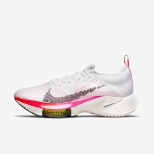 Nike Air Zoom Tempo NEXT% Flyknit Weg Hardloopschoenen Heren Wit Koraal Roze Zwart | NK284HML