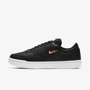 Nike Court Vintage Premium Sneakers Dames Zwart Oranje Wit | NK438EMU