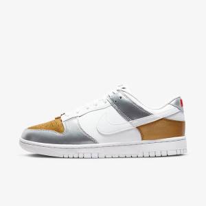 Nike Dunk Low SE Sneakers Dames Goud Zilver Rood Wit | NK648WXA