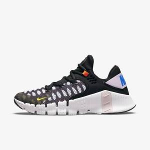 Nike Free Metcon 4 Fitness Schoenen Dames Zwart Wit Blauw Geel | NK198ZQN