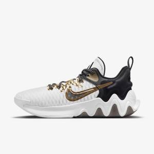 Nike Giannis Immortality Basketbalschoenen Dames Wit Zwart Metal Goud | NK103JZU