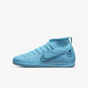 Nike Jr. Mercurial Superfly 8 Club IC Older Indoor-Court Voetbalschoenen Kinderen Blauw Oranje | NK748GYZ