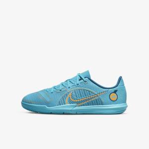 Nike Jr. Mercurial Vapor 14 Academy IC Older Indoor Court Voetbalschoenen Kinderen Blauw Oranje | NK601DES