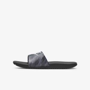 Nike Kawa SE Older Badslippers Kinderen Zwart Platina | NK345RJA