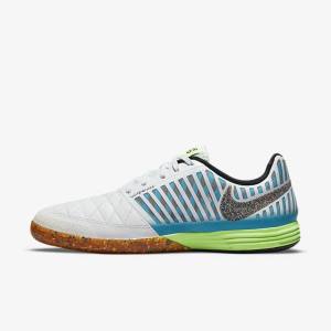 Nike Lunar Gato II IC Indoor Court Voetbalschoenen Heren Wit Lichtblauw Zwart Zwart | NK324NFL