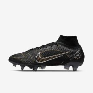 Nike Mercurial Superfly 8 Elite SG-PRO Anti-Clog Traction Soft-Ground Voetbalschoenen Heren Zwart Metal Zilver Grijs Metal Goud | NK295ENZ