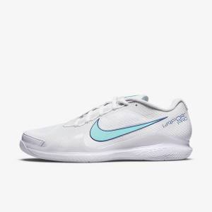 Nike NikeCourt Air Zoom Vapor Pro Hard-Court Tennisschoenen Heren Wit Lichtbeige Koningsblauw Blauw Turquoise | NK546HNA