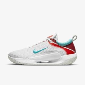 Nike NikeCourt Zoom NXT Hard Court Tennisschoenen Heren Wit Lichtzilver Rood Turquoise | NK683NHK