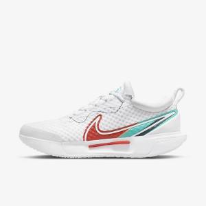 Nike NikeCourt Zoom Pro Hard Court Tennisschoenen Heren Wit Rood Bordeaux Turquoise | NK783XQO