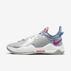 Nike PG 5 Basketbalschoenen Dames Metal Zilver Koningsblauw Rood | NK416JDO