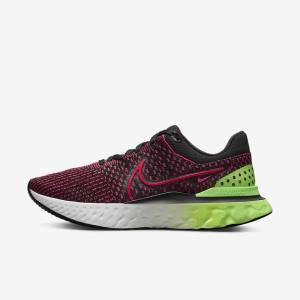 Nike React Infinity Run Flyknit 3 Weg Hardloopschoenen Heren Zwart Groen Rood | NK659EMA