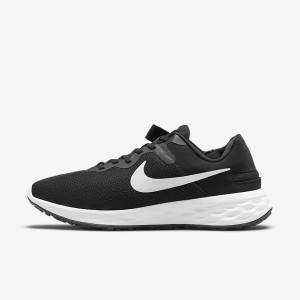 Nike Revolution 6 FlyEase Next Nature Easy On-Off Weg Hardloopschoenen Heren Zwart Grijs Wit | NK396RXI