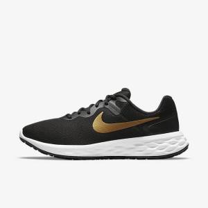 Nike Revolution 6 Next Nature Weg Hardloopschoenen Heren Zwart Wit Metal Goud | NK271SJF