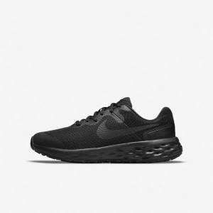 Nike Revolution 6 Older Weg Hardloopschoenen Kinderen Zwart Donkergrijs | NK190EQF