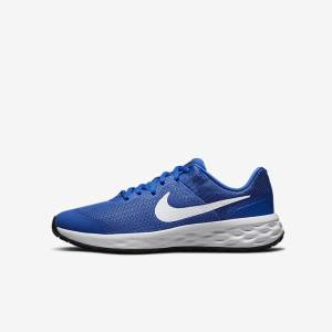 Nike Revolution 6 Older Weg Hardloopschoenen Kinderen Koningsblauw Zwart Wit | NK748SOZ