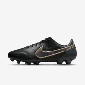 Nike Tiempo Legend 9 Pro FG Firm-Ground Voetbalschoenen Heren Zwart Donkergrijs Metal Goud Metal Donkergrijs | NK820ZTJ