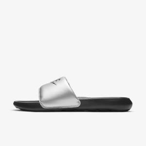 Nike Victori One Badslippers Dames Zwart Metal Zilver Zwart | NK137IOV