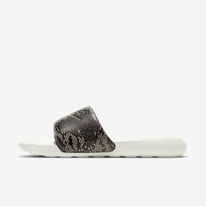 Nike Victori One Print Badslippers Dames Bruin Wit Zwart | NK840HQN