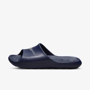 Nike Victori One Shower Badslippers Heren Donkerblauw Donkerblauw Wit | NK815PBE