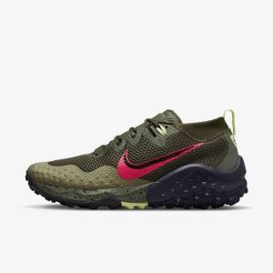 Nike Wildhorse 7 Trail Hardloopschoenen Heren Khaki Olijfgroen Obsidian Rood | NK930DVA