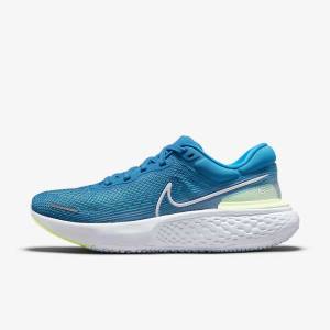 Nike ZoomX Invincible Run Flyknit Weg Hardloopschoenen Heren Blauw Lichtgroen Grijs Wit | NK132SHV